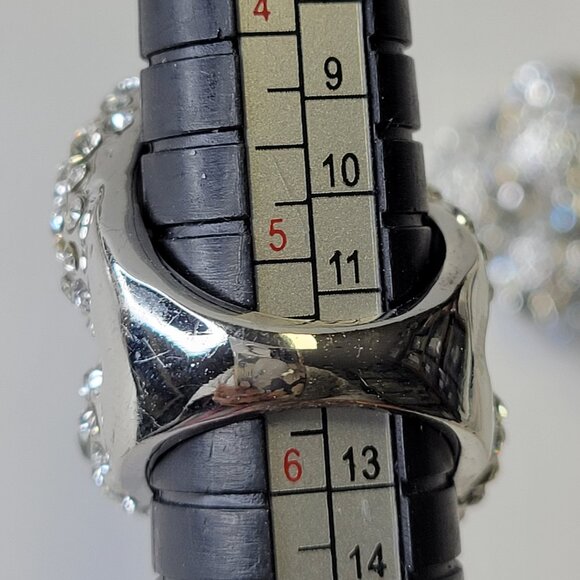 Large Silver Dome Cocktail Fashion Ring Size 5.5 - Picture 5 of 11